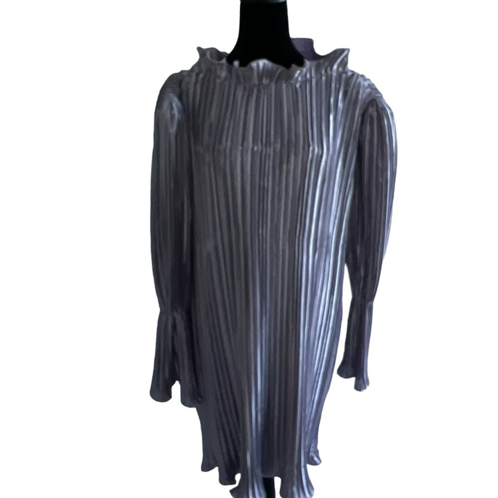 Purple Pleated Sheath Mini Dress for Wedding Guest - Picture 8 of 13